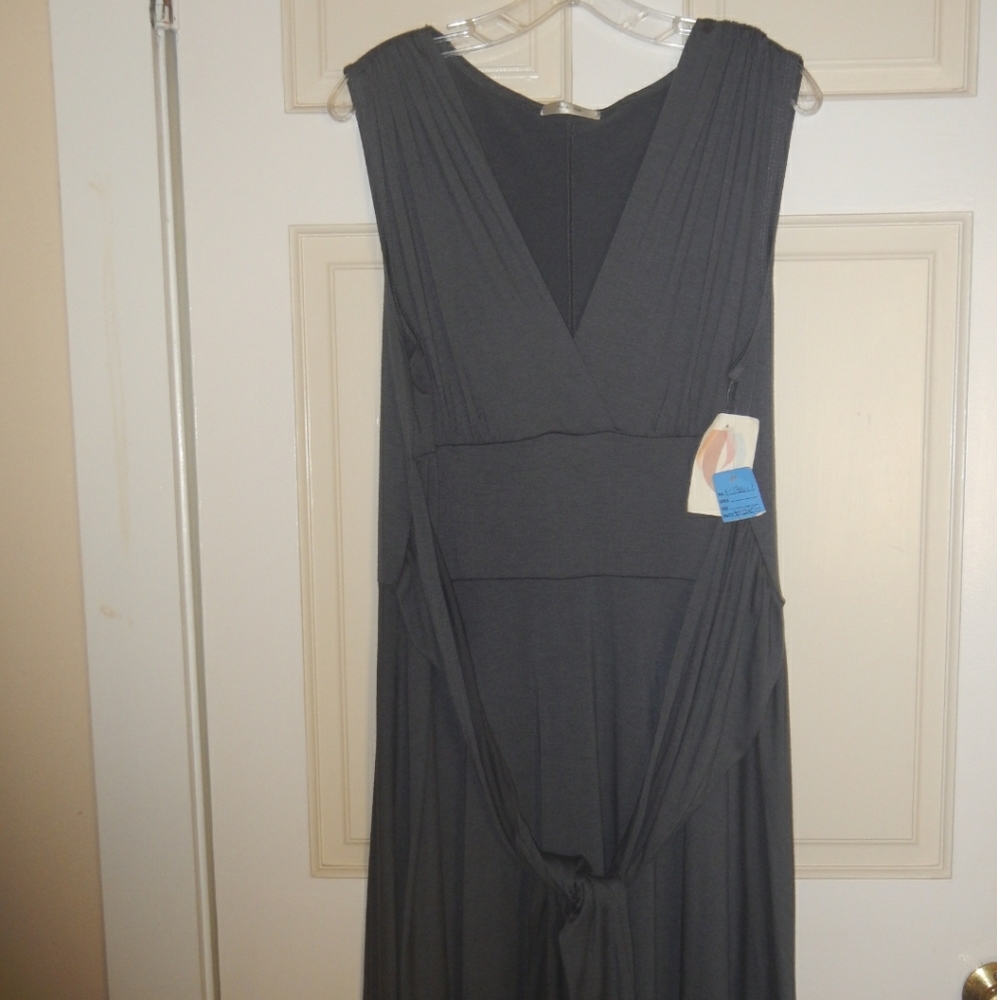 Gray Tie Waist Dress